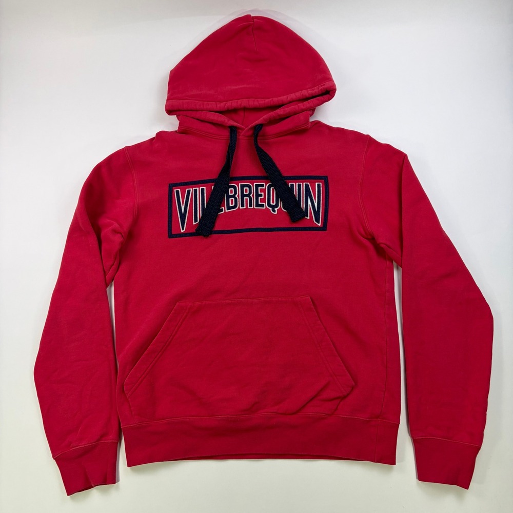 Vilebrequin Logo Hoodie Mens Medium Red Cotton Fleece Made in Italy